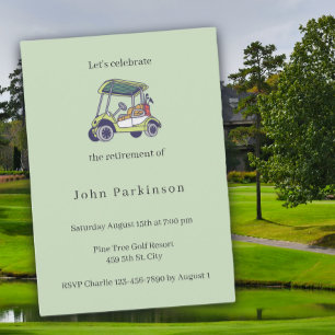 Invitación Carro de Golf para Fiesta de Jubilación Amante del