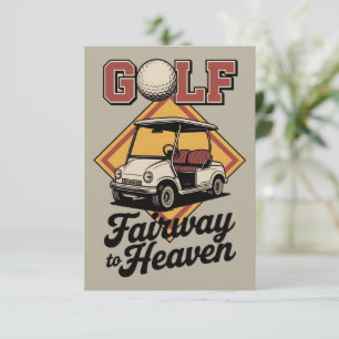Invitación Carro de Golf Retro Camino a Heaver Golf Divertido