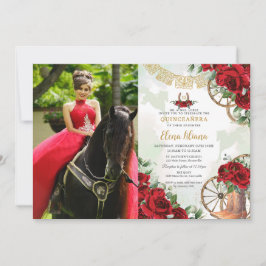 Invitación Carro floral de rosas rojas bota foto de Quinceañe