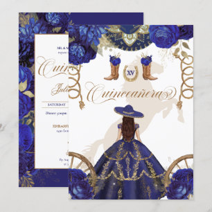Invitación Carro Occidental Azul Real de la Marina Quinceaner