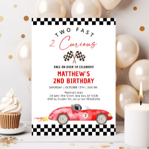 Invitación Carro Race Segundo Cumpleaños Dos Rápido 2 Curioso