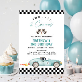Invitación Carro Race Segundo Cumpleaños Dos Rápido 2 Curioso