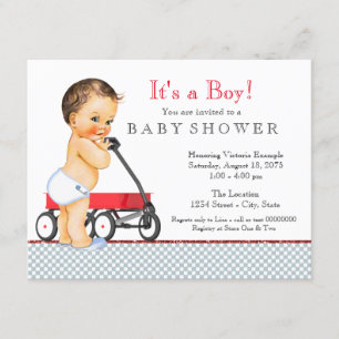 Invitación Carro rojo Baby Shower de los muchachos