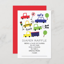 Invitación Carros Camión niño Baby Shower Diaper Raffle Ticke
