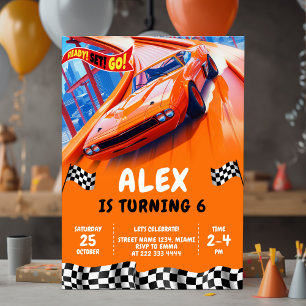 Invitación Carros de carreras Birthday Turbo llantas