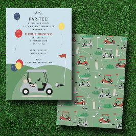 Invitación Carros de golf Modernos Golf Temática Niños Cumple