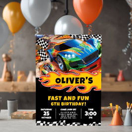 Invitación Carros de raza Cumpleaños y Colores