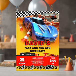 Invitación Carros de raza Cumpleaños y Colores