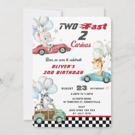 Invitación Carros de raza de animales de raza 2º cumpleaños D
