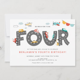 Invitación Carros y camiones Transporte de la ciudad CUARTO c