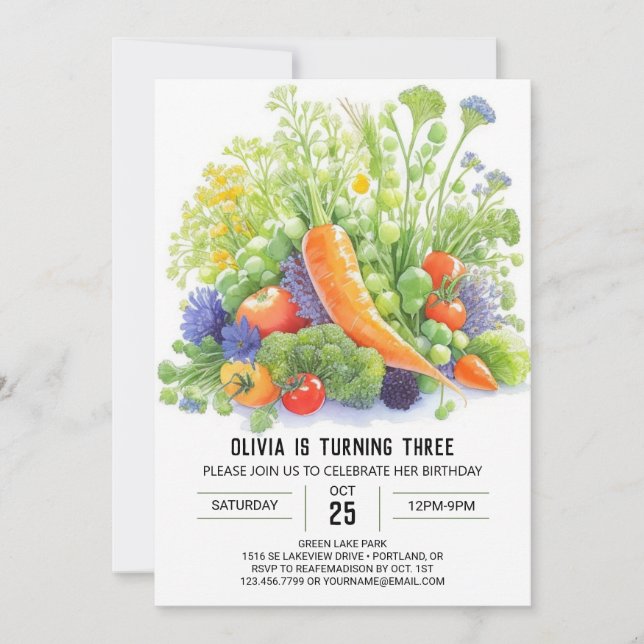Invitación Carrot Harvest Kids Birday (Anverso)