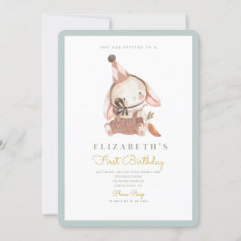 Invitación Carrot y Conejo Cute Primer Cumpleaños Primer Cump