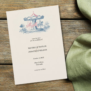 Invitación Carrousel Victoriano Antiguo Save the Date
