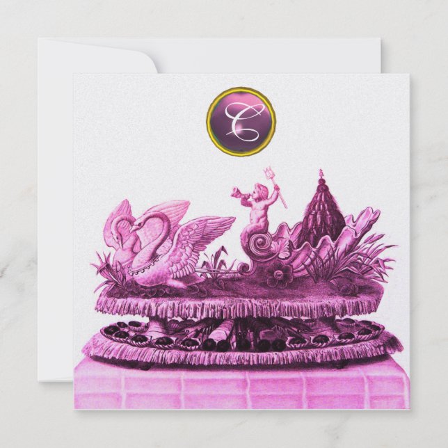INVITACIÓN CARROZA DE CISNES CON CUPCAKES BODA DE PLAYA (Anverso)