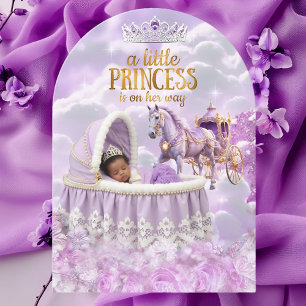 Invitación Carruaje de baño de bebé princesa étnica púrpura