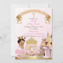 Invitación Carruaje de Castillo de Princesa Real Rosa Dorado 