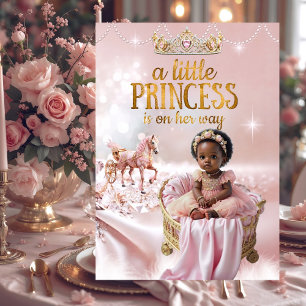 Invitación Carruaje de Cuna para Baby Shower de Princesa Étni