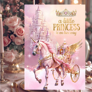 Invitación Carruaje de ducha de bebé Princesa rosa oro