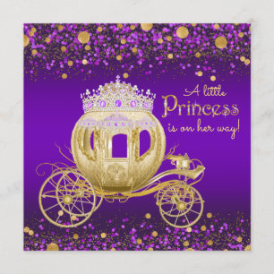 Invitación Carruaje de Princesa de Oro y Púrpura para Baby Sh