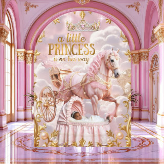Invitación Carruaje de Princesa Étnica Rosa para Baby Shower