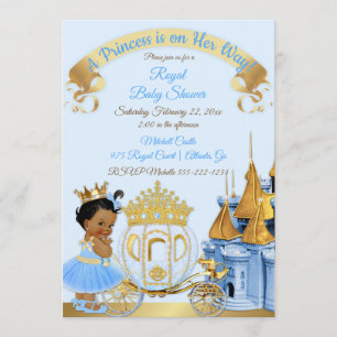Invitación Carruaje del Castillo de la Princesa Real Azul Dor