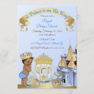 Invitación Carruaje del Castillo del Príncipe Real Azul Dorad
