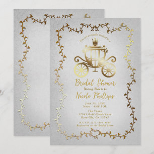 Invitación Carruaje Dorado Elegante Historia Blanca Boda de C