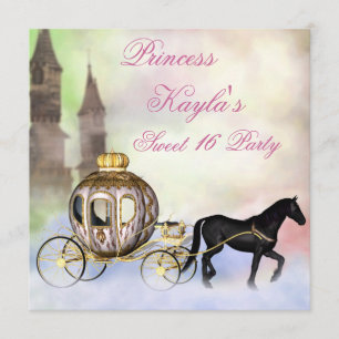 Invitación Carruaje Real Castillo de Princesa Cumpleaños Dulc