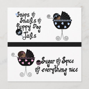 Invitación Carruaje Rosa Azul Revelación Fiesta Afroamericana