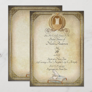 Invitación Carruaje Vintage Cinderella Zapatilla Llorar de la
