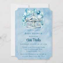 Carrusel azul con Arch Balloons Boy Baby Shower