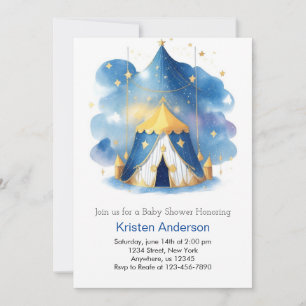Invitación Carrusel Celestial Dreamy Circus Boy Baby Shower