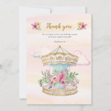 Carrusel Cumpleaños carta de agradecimiento