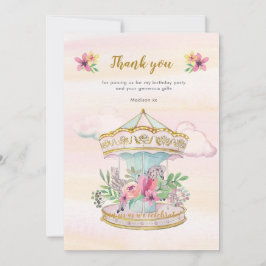 Invitación Carrusel Cumpleaños carta de agradecimiento