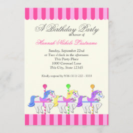 Invitación Carrusel cumpleaños Rosa