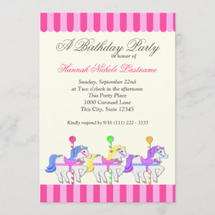 Invitación Carrusel cumpleaños Rosa