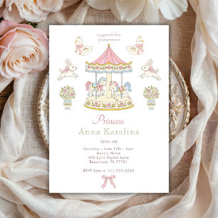 Invitación Carrusel de cisnes de la princesa linda Cumpleaños