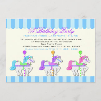 Invitación Carrusel de cumpleaños Ponies