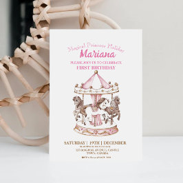 Invitación Carrusel mágico Unicornio Primer Fiesta de cumplea