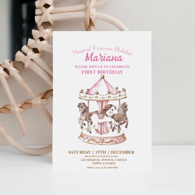 Invitación Carrusel mágico Unicornio Primer Fiesta de cumplea (Subido por el creador)