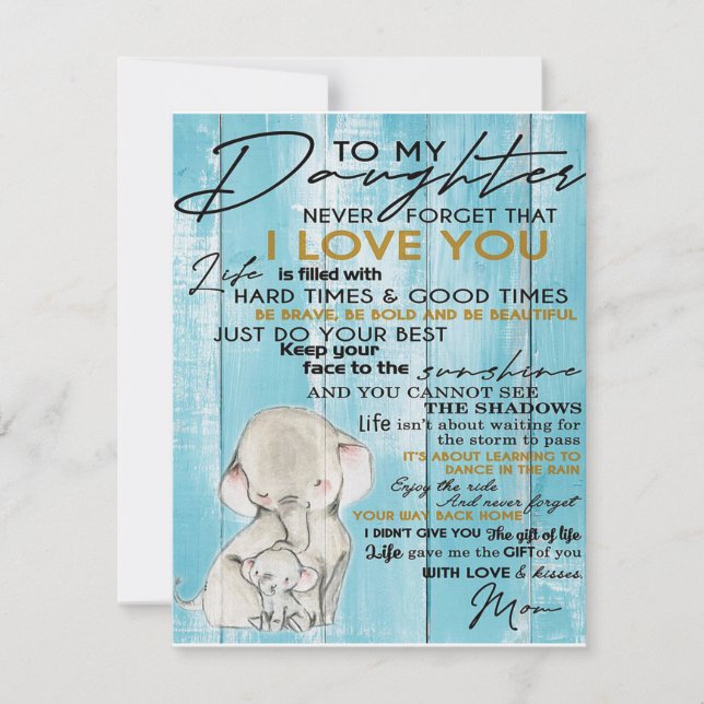 Invitación Carta Adorable A Mi Hija, Agradable Regalo (Anverso)