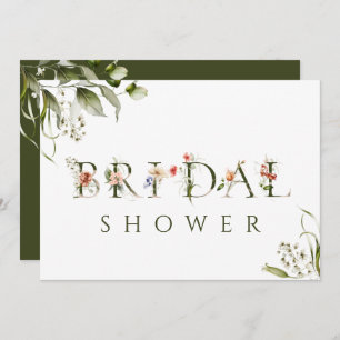 Invitación Carta Botánica De Floral Verde Oliva Ducha De Novi