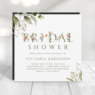 Invitación Carta Botánica De Floral Verde Oliva Ducha De Novi