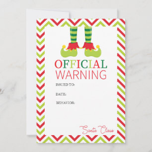 Invitación Carta de advertencia de duende de Papá Noel