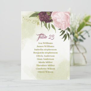Invitación carta de asiento con taquilla rosa y floral
