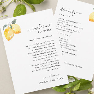 Invitación Carta de bienvenida a Bodas Lemons de Italia Tarje