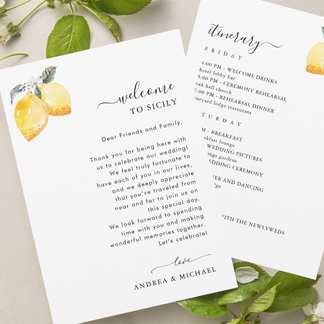 Invitación Carta de bienvenida a Bodas Lemons de Italia Tarje (Subido por el creador)