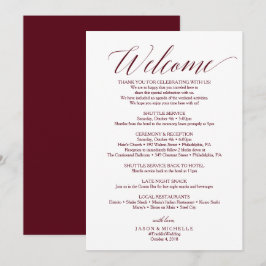 Invitación Carta de bienvenida al itinerario de la boda en le