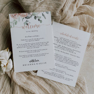 Invitación Carta de bienvenida clásica rosa rosado Boda