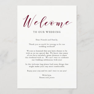 Invitación Carta de bienvenida de boda con tipografía elegant
